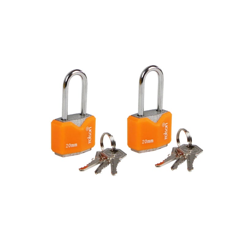 2 Piece 20mm Iron Long Shackle Padlock 66541 |